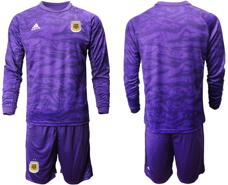 Men 2020-2021 Season National team Argentina goalkeeper Long sleeve purple Soccer Jersey1
